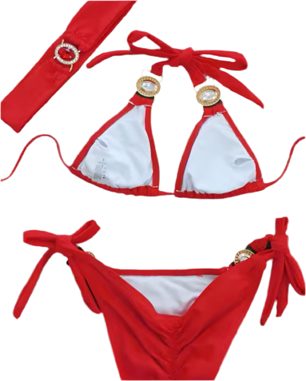 Red Blossom Bikini & Headband Three piece Set