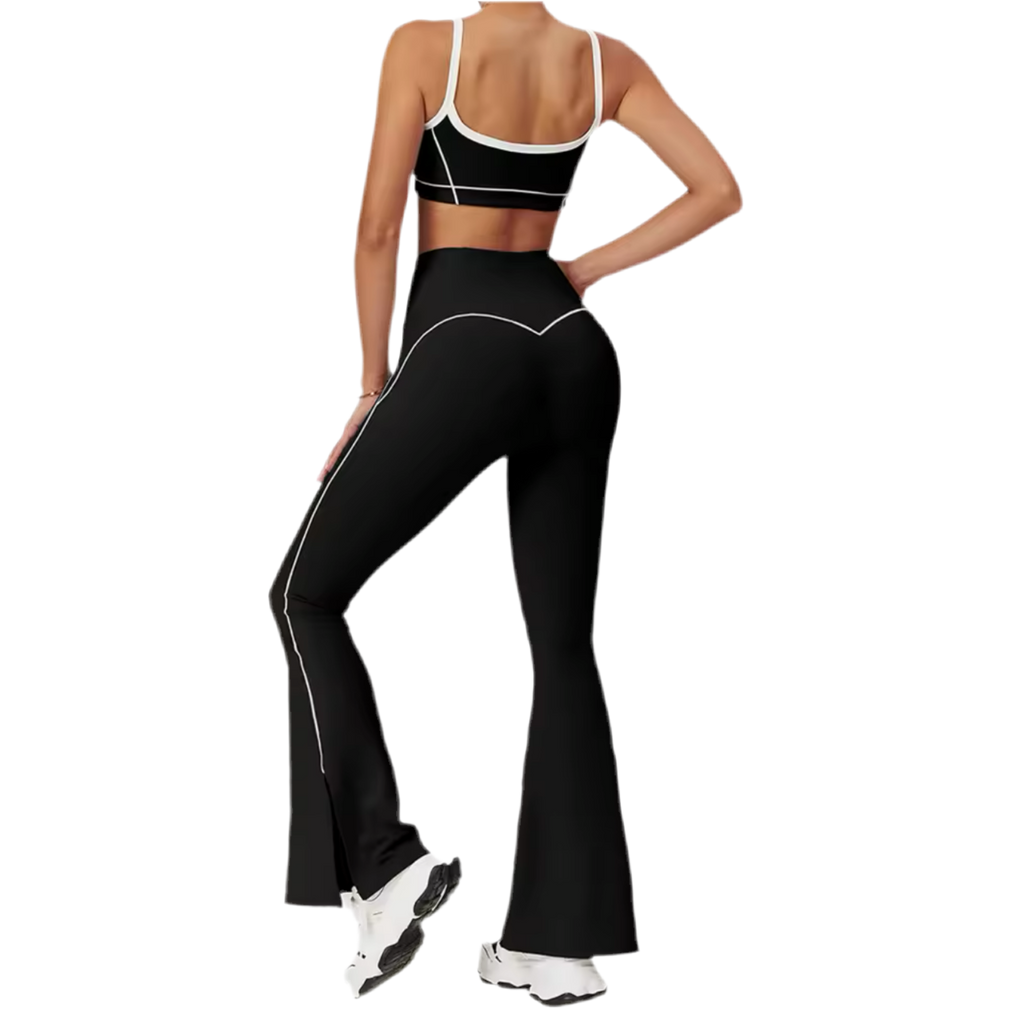 Black BTR Active Colour Block Top & Trousers Set