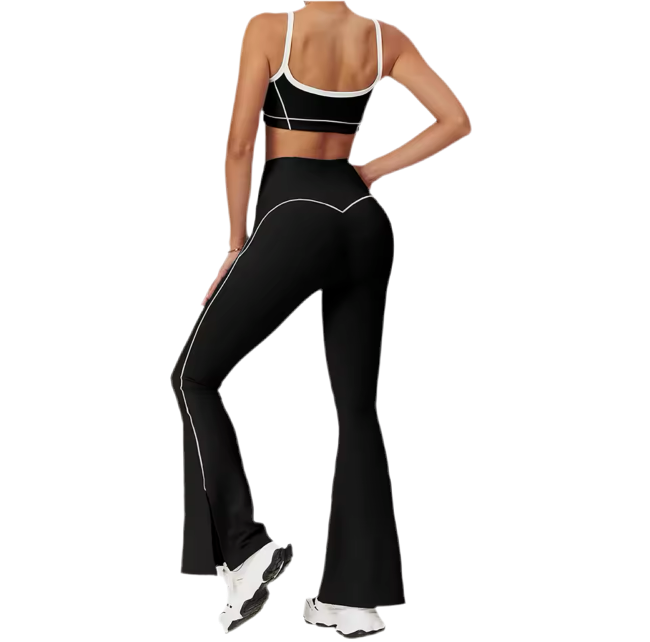 Black BTR Active Colour Block Top & Trousers Set