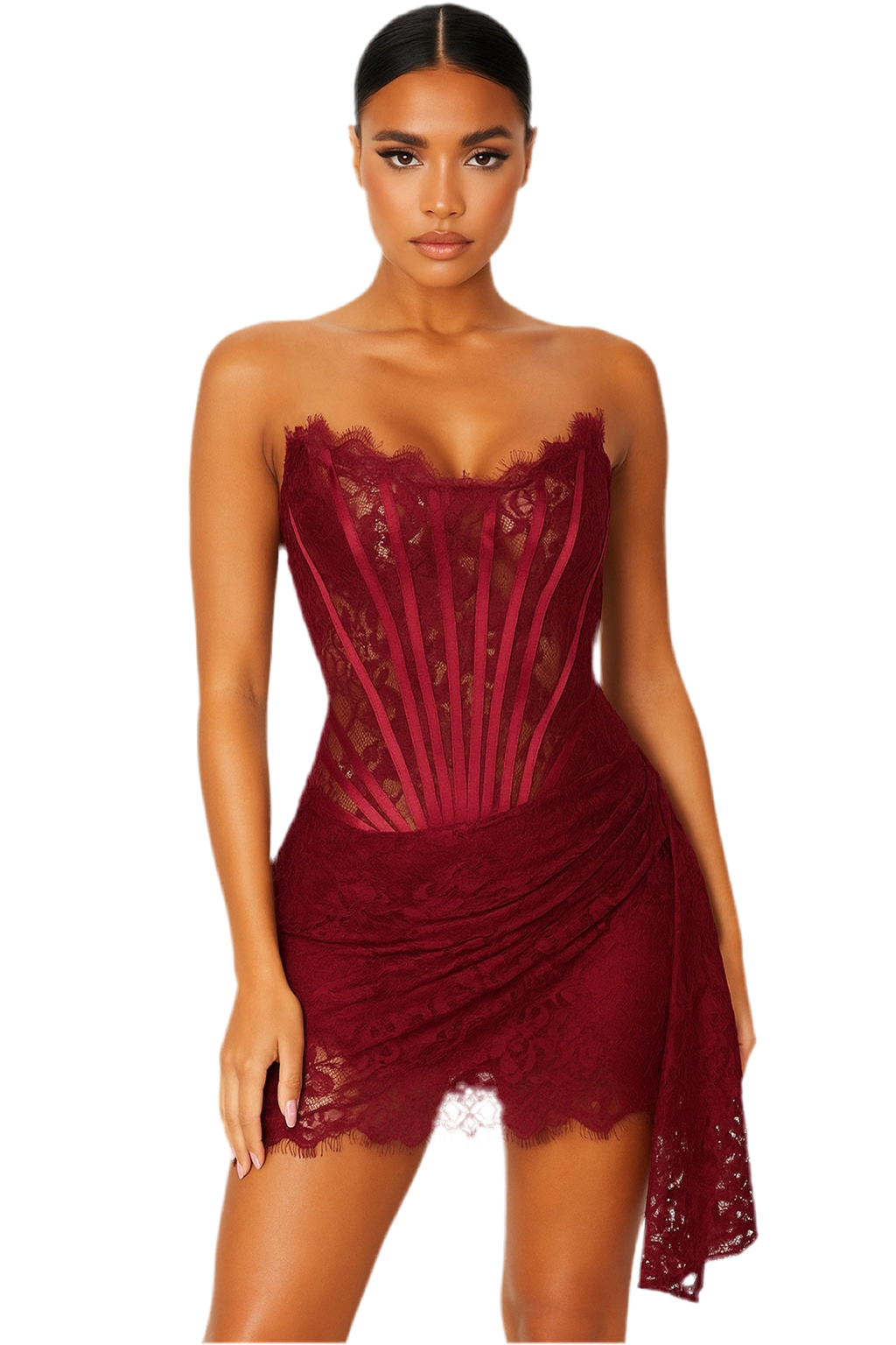 Reign Wine Lace Mini Dress