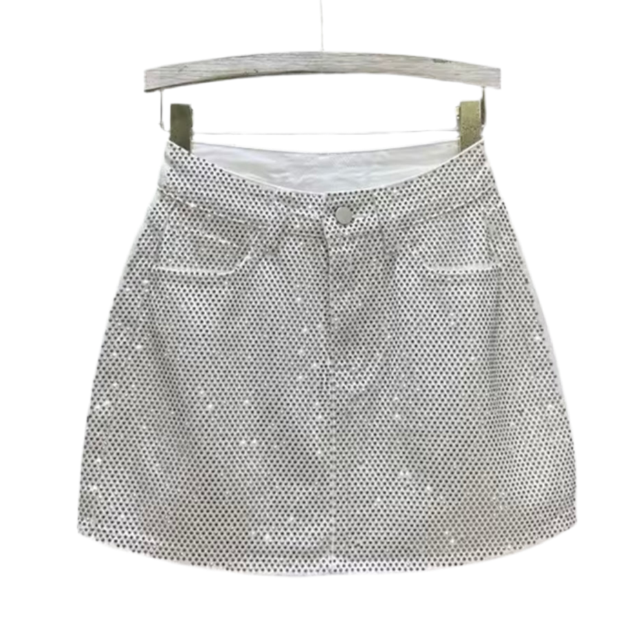 Peyton Diamanté Sequin Denim Skirt