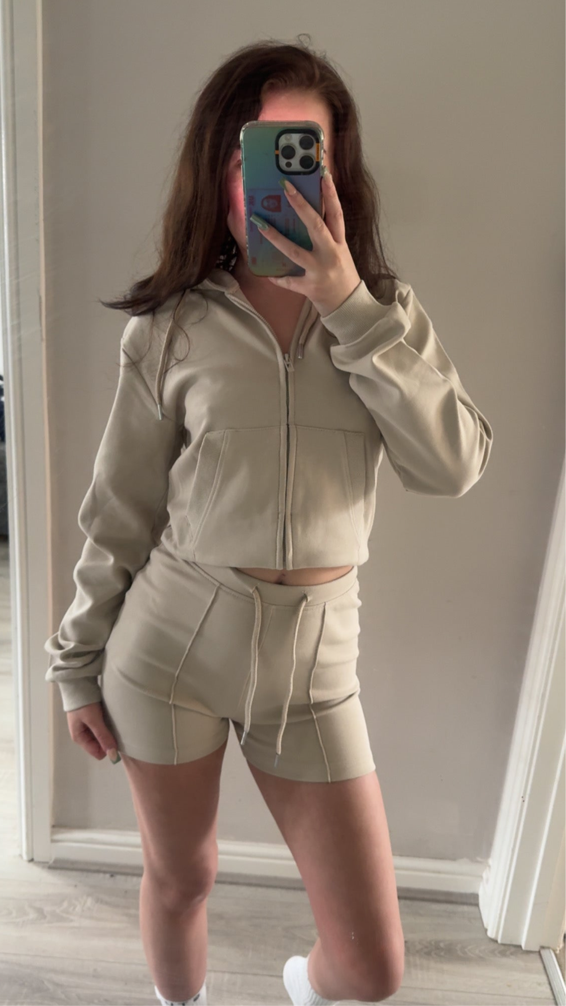 Elena Scuba Zip Hoodie & Seam Detail Shorts Set