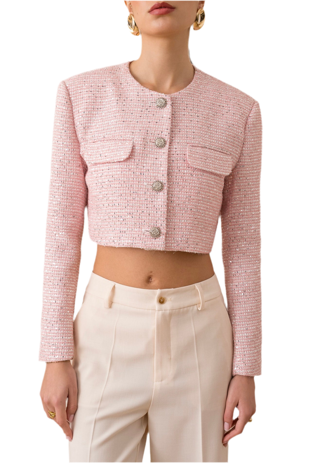 Samantha Tweed Collarless Cropped Blazer
