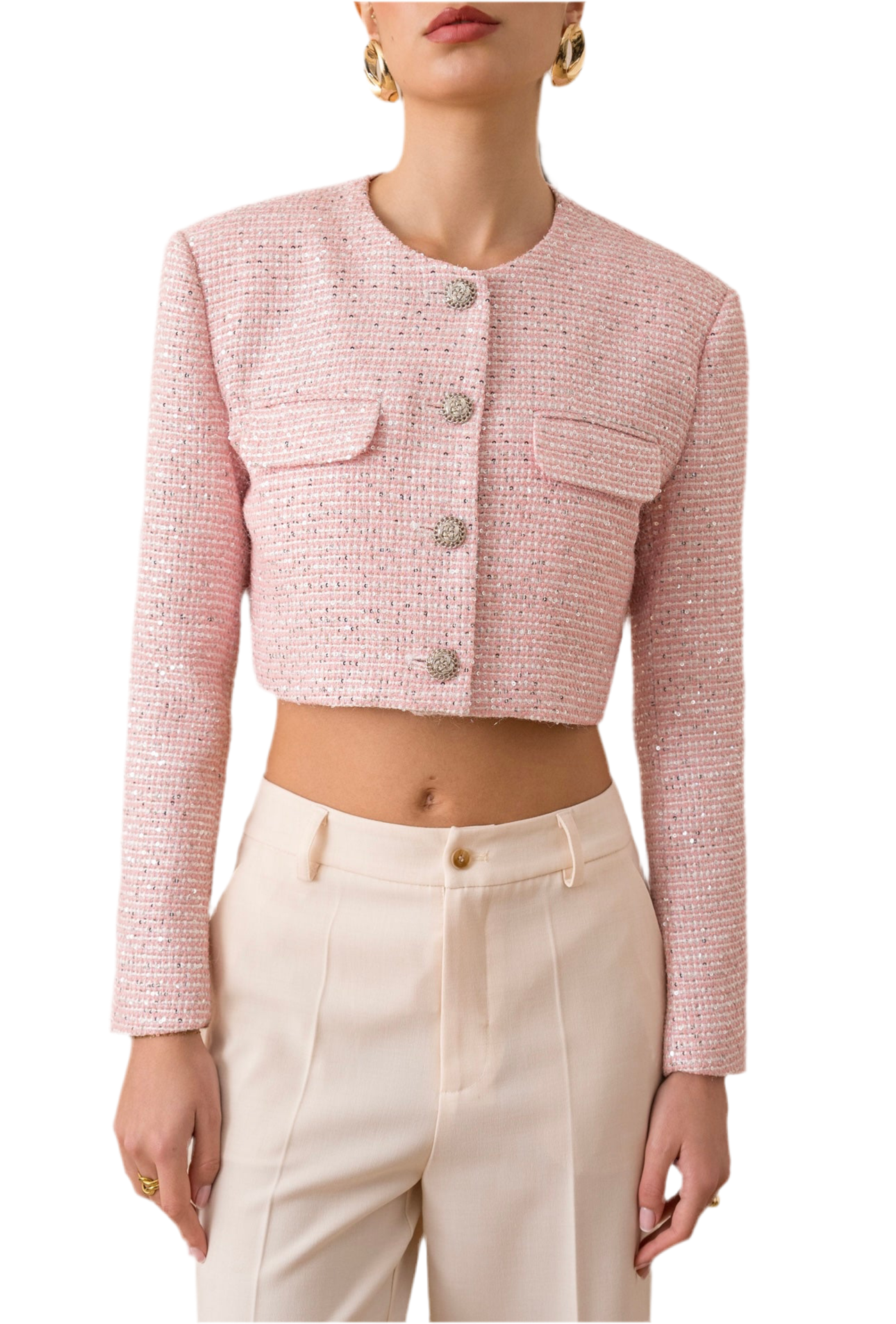 Samantha Tweed Collarless Cropped Blazer