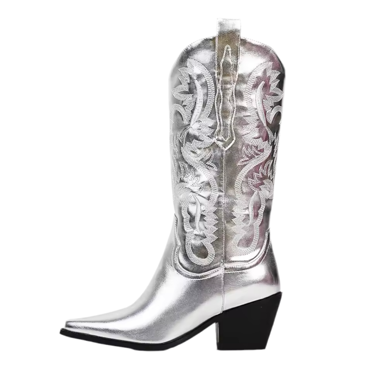 Taylor Silver Mid Calf Metallic Cowboy boots