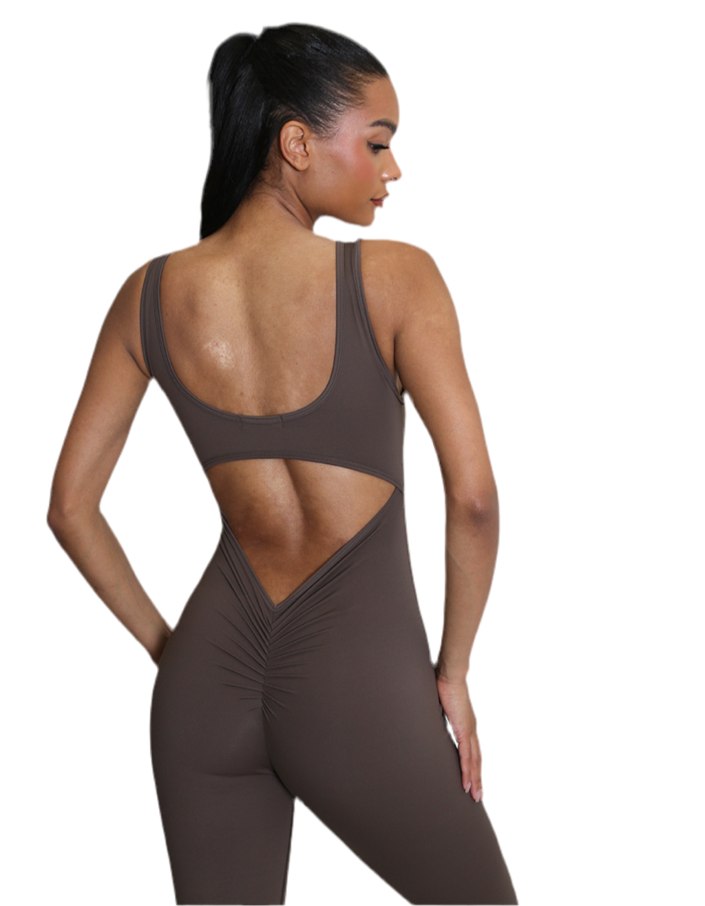 Sophia Cut Out Back Ruched Pushup Jumpsuit