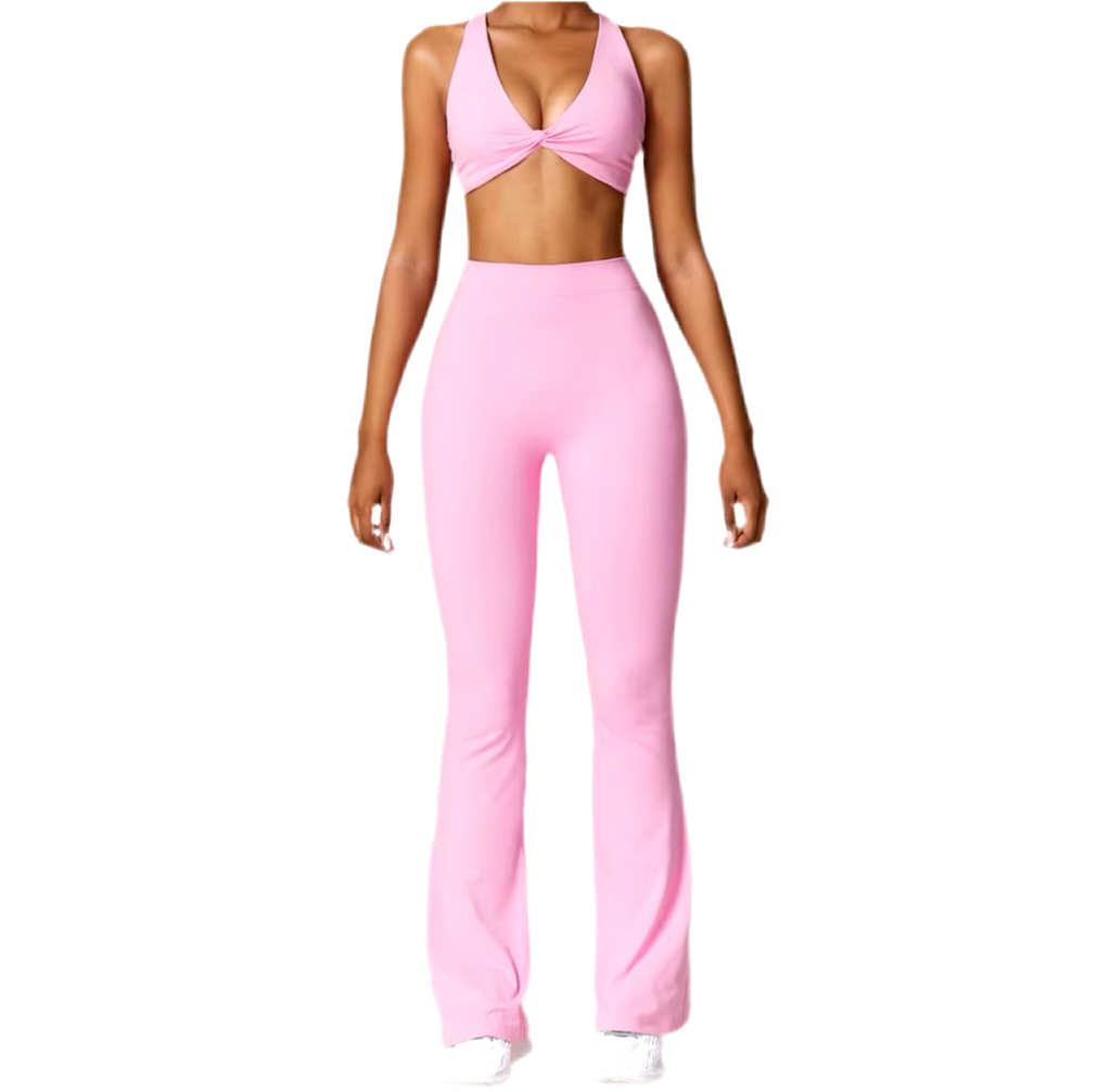 BTR Sculpt Cross Top & Ruched Trousers Set