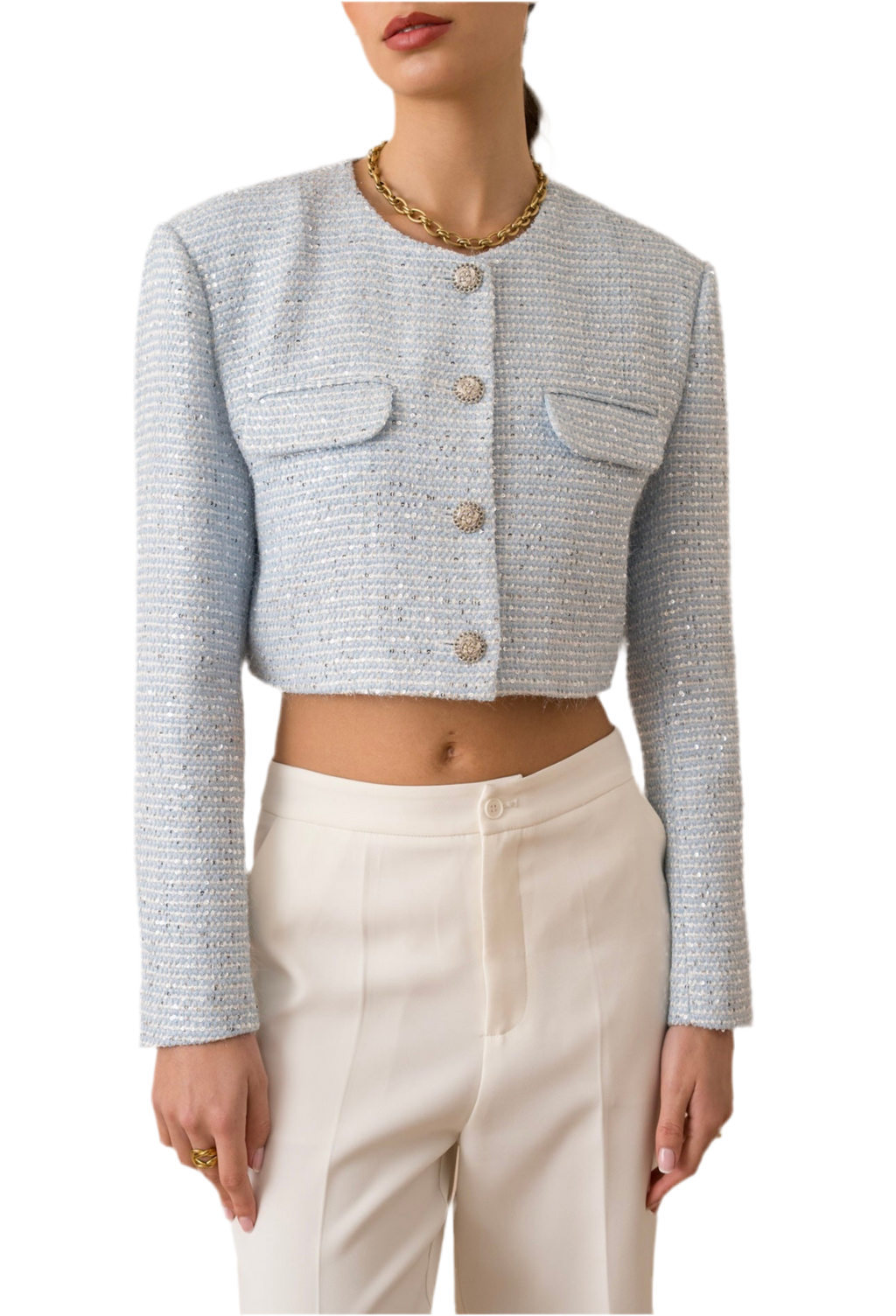 Samantha Tweed Collarless Cropped Blazer