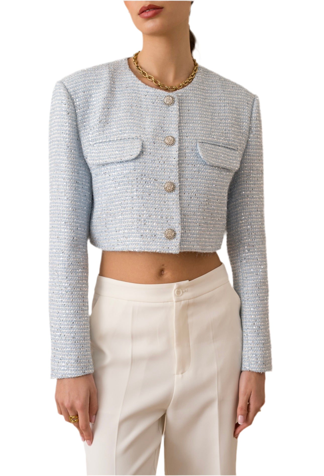 Samantha Tweed Collarless Cropped Blazer