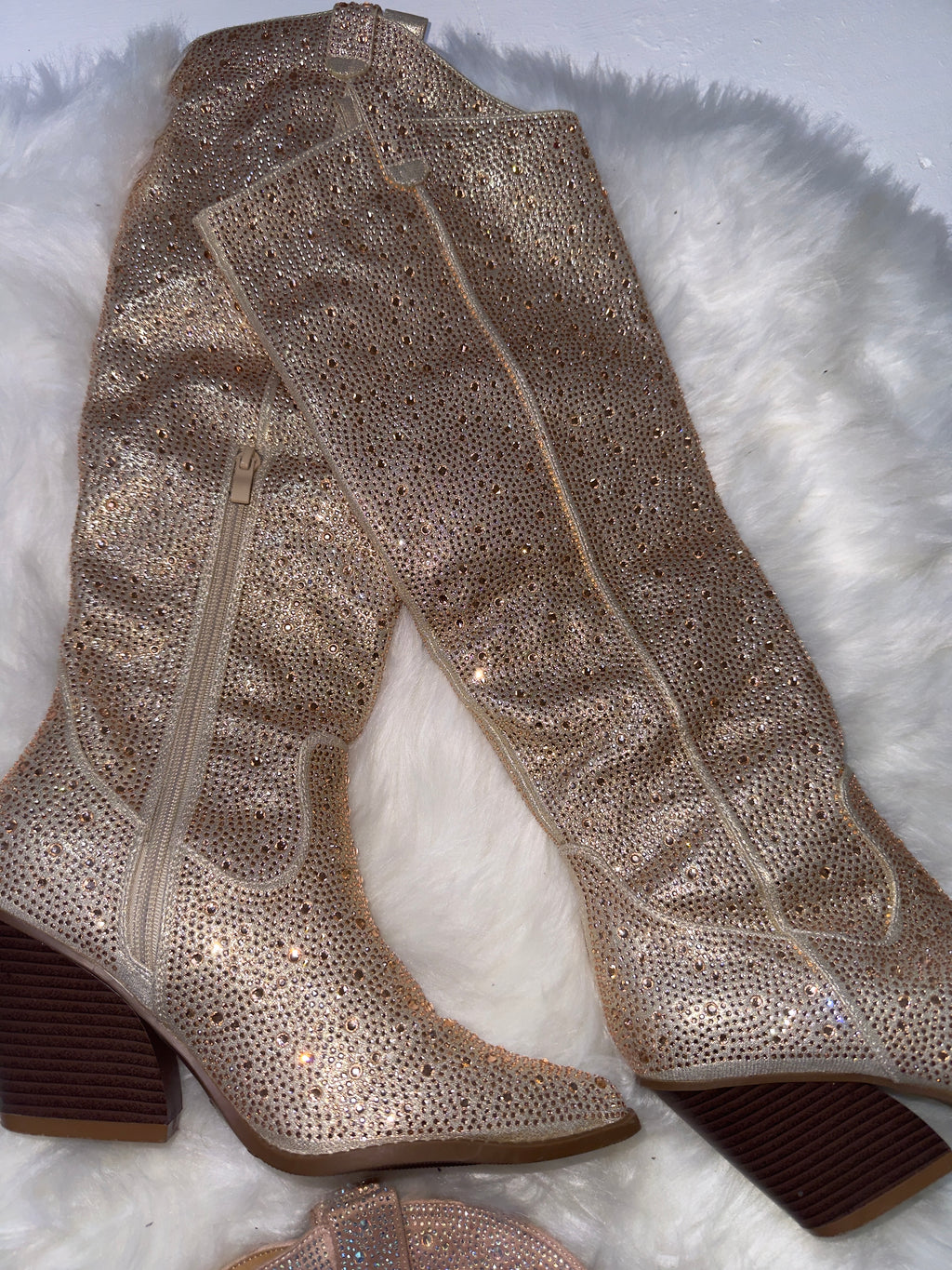 Aurora Champagne Gold Handmade Diamante Rhinestone Cowboy Boots PREORDER