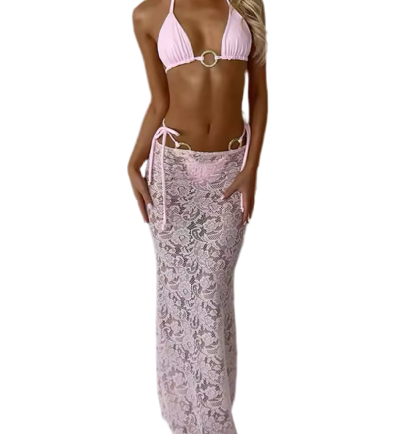 Harriet Pink Bikini and Cover up Two Piece set