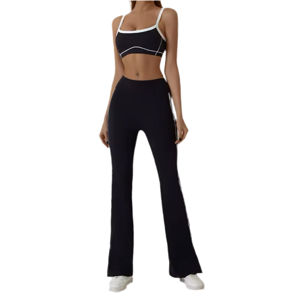 Black BTR Active Colour Block Top & Trousers Set