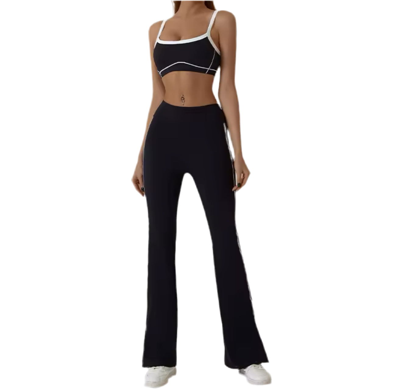 Black BTR Active Colour Block Top & Trousers Set