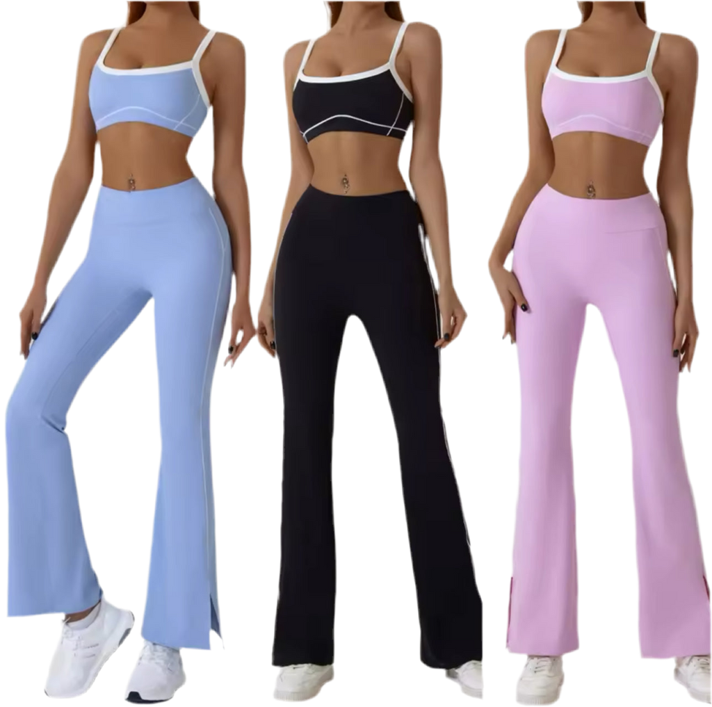 Black BTR Active Colour Block Top & Trousers Set