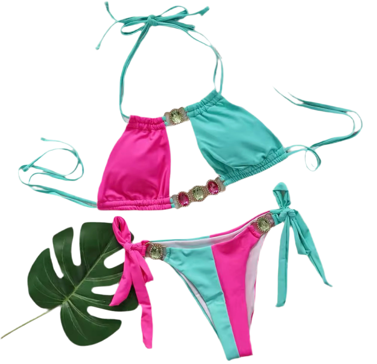 Blossom Halter Bikini - Pink & Blue