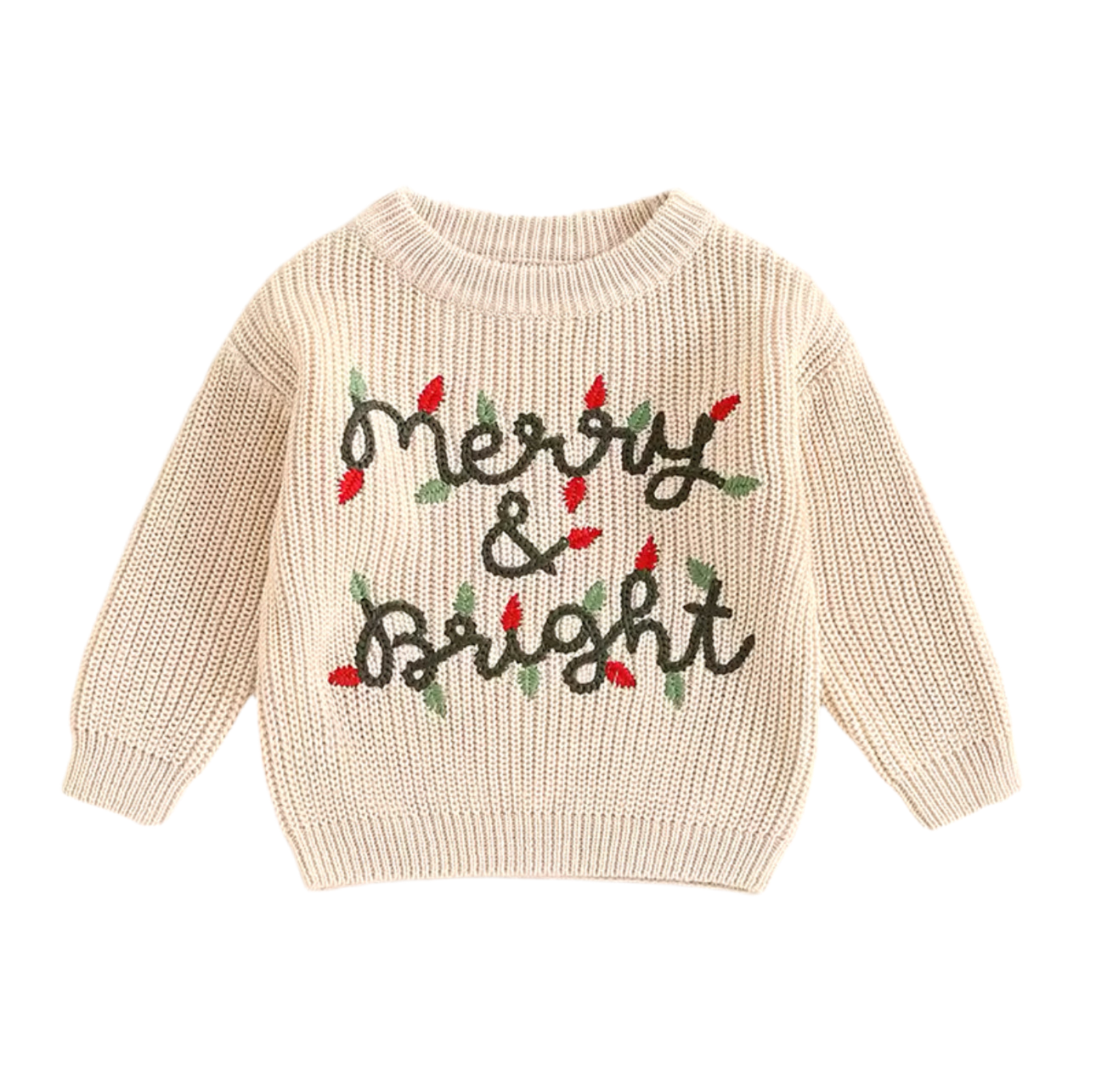 Children’s ‘MERRY & BRIGHT’ Embroidery Christmas Jumper