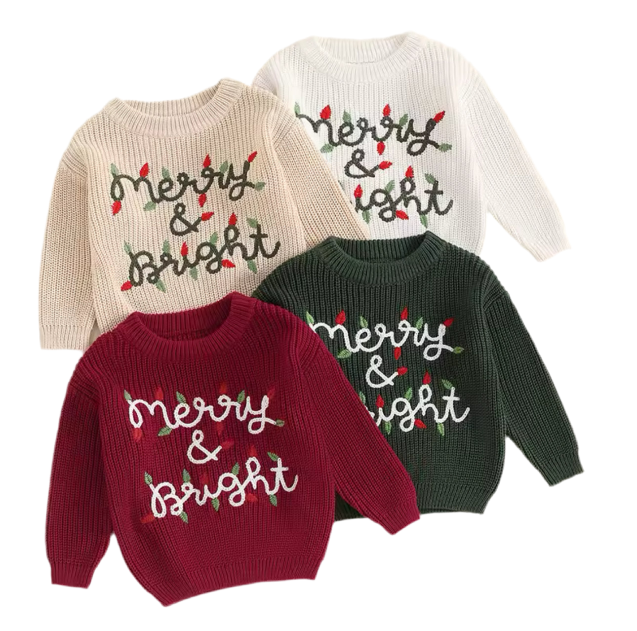 Children’s ‘MERRY & BRIGHT’ Embroidery Christmas Jumper