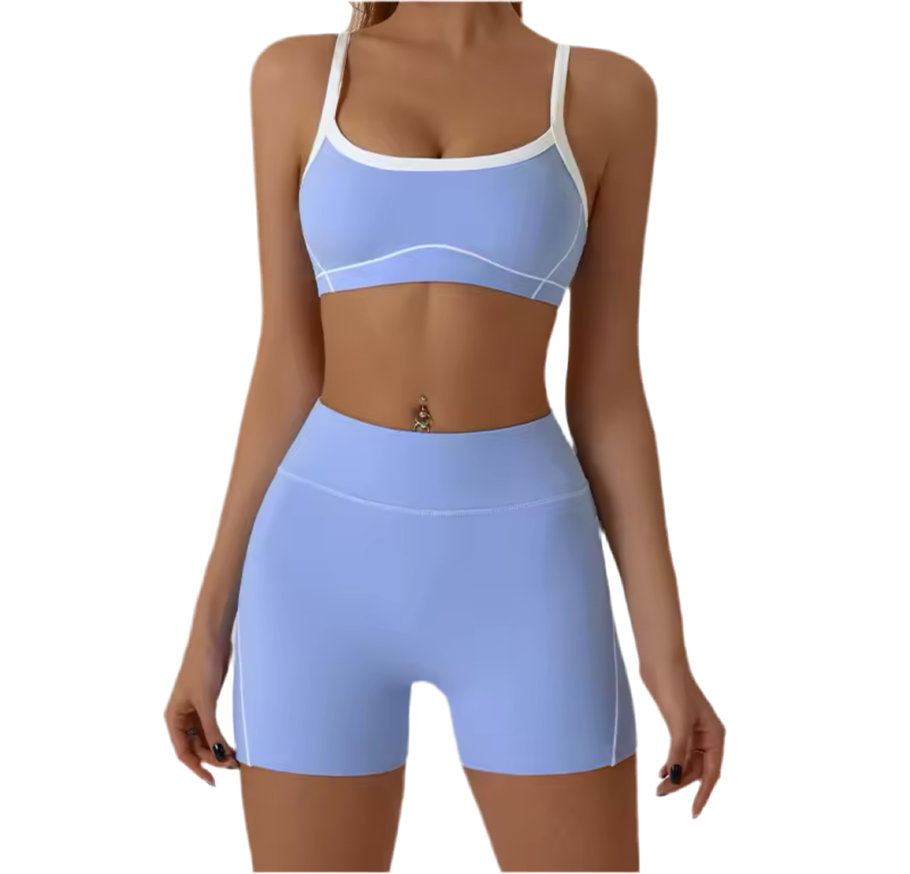 Blue BTR Active Colour Block Top & Shorts Set