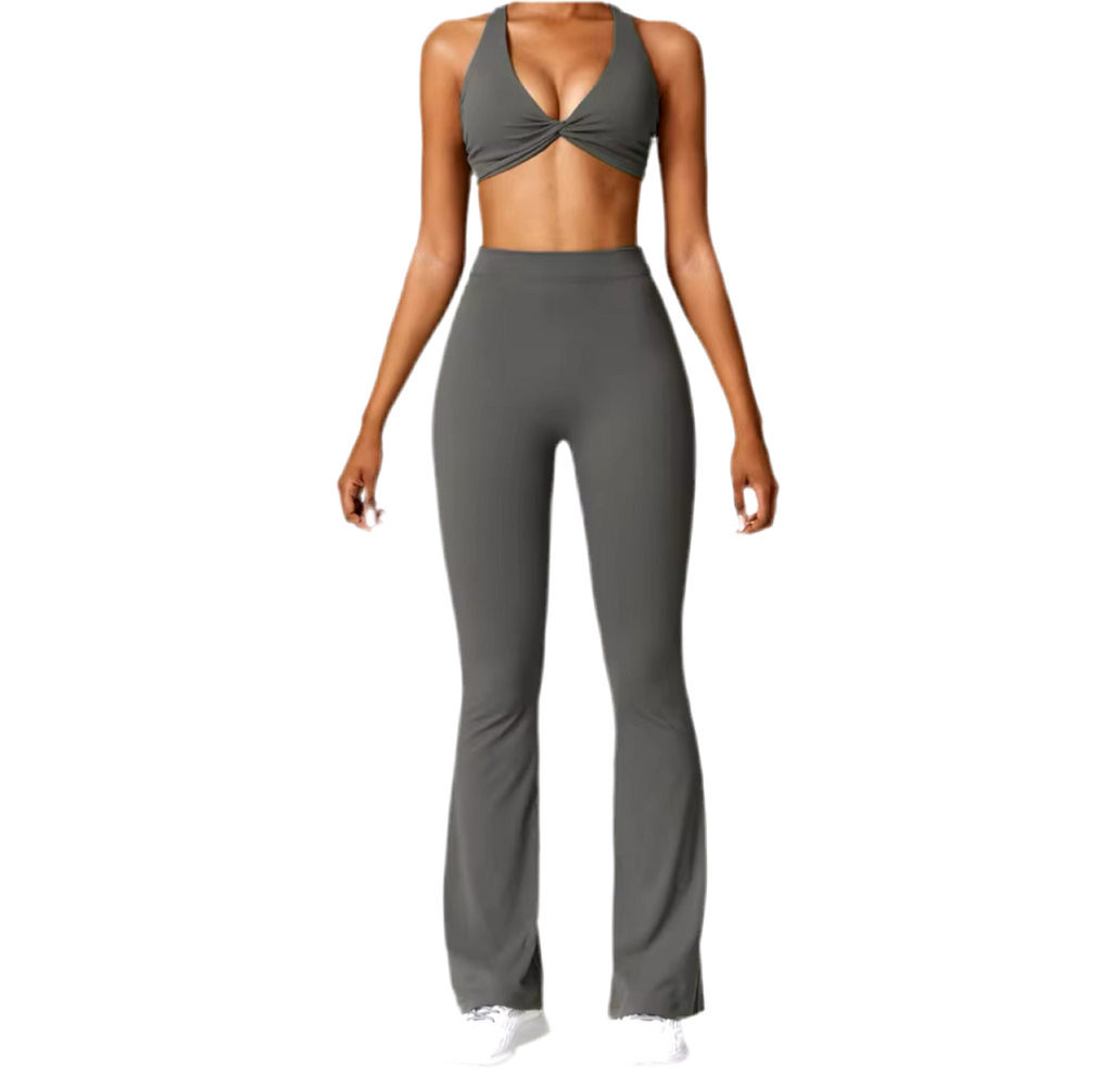 BTR Sculpt Cross Top & Ruched Trousers Set