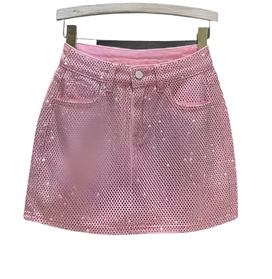 Peyton Diamanté Sequin Denim Skirt