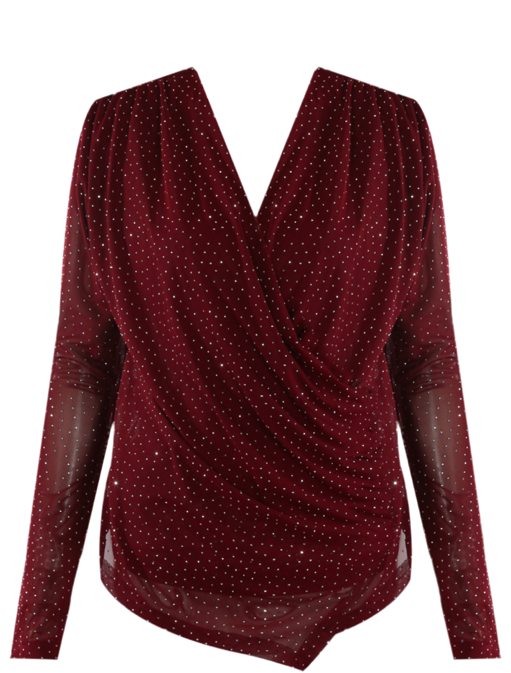 Burgundy Stud Embellished Blouse