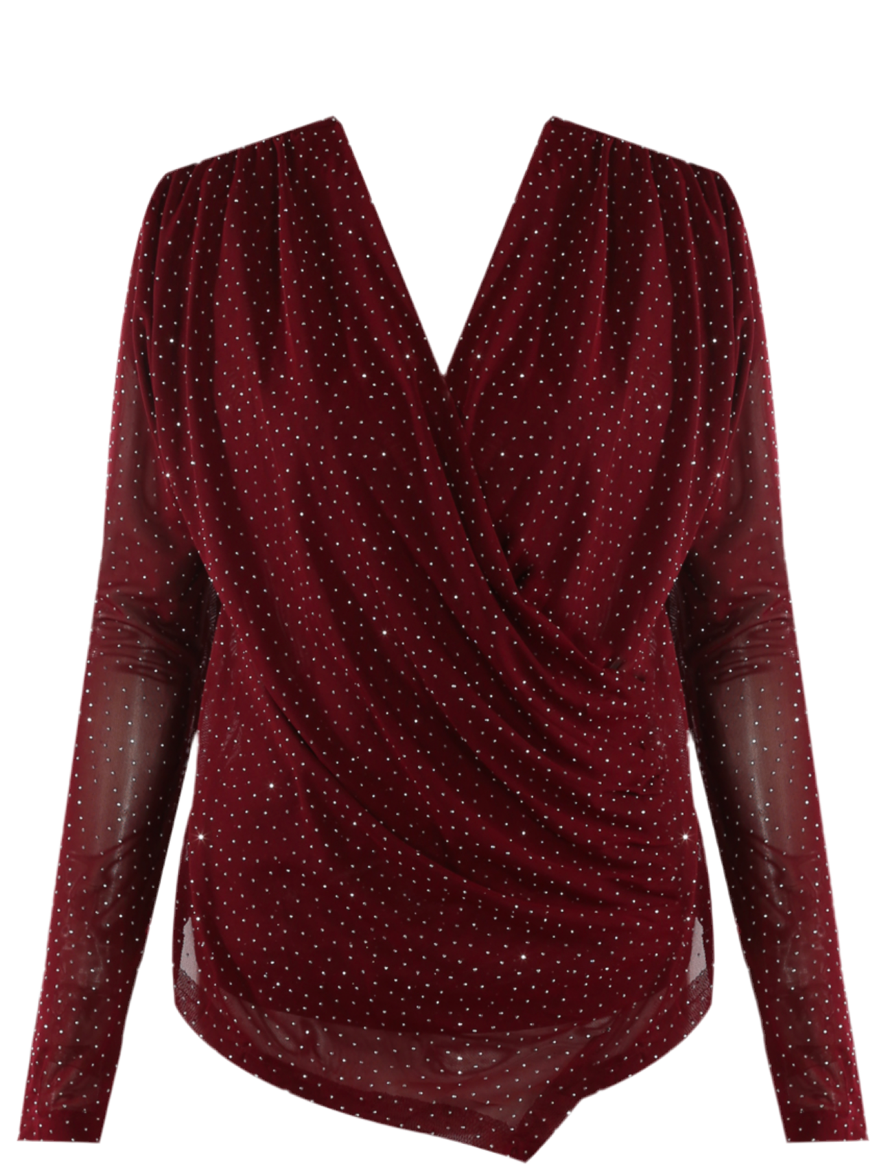 Burgundy Stud Embellished Blouse