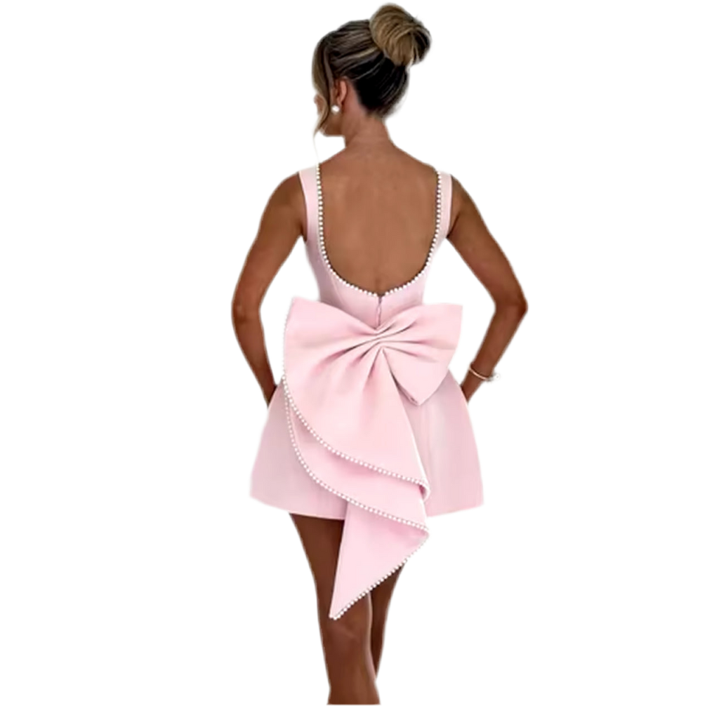 Pink Bridget Pearl Bow Dress