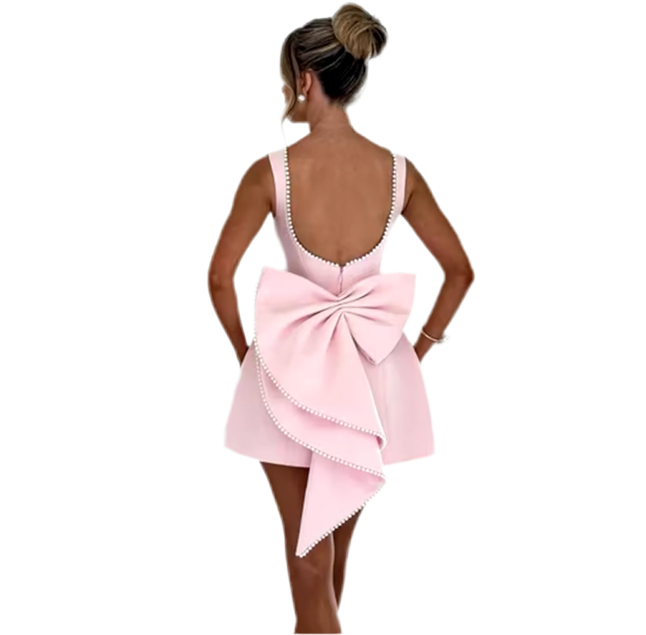 Pink Bridget Pearl Bow Dress