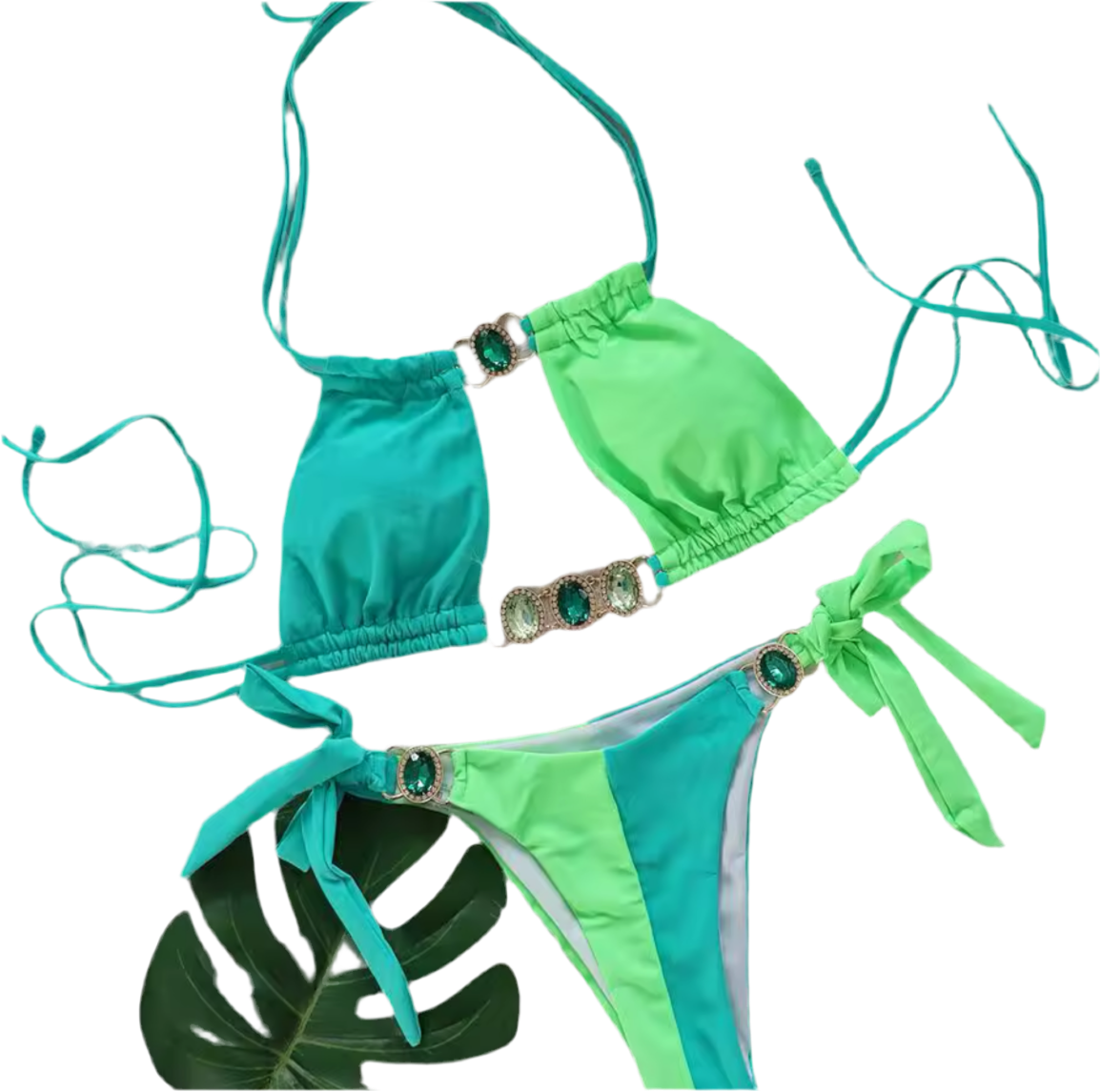Blossom Halter Bikini - Green