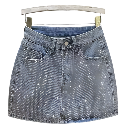 Peyton Diamanté Sequin Denim Skirt