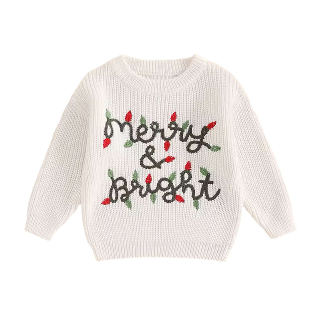 Children’s ‘MERRY & BRIGHT’ Embroidery Christmas Jumper