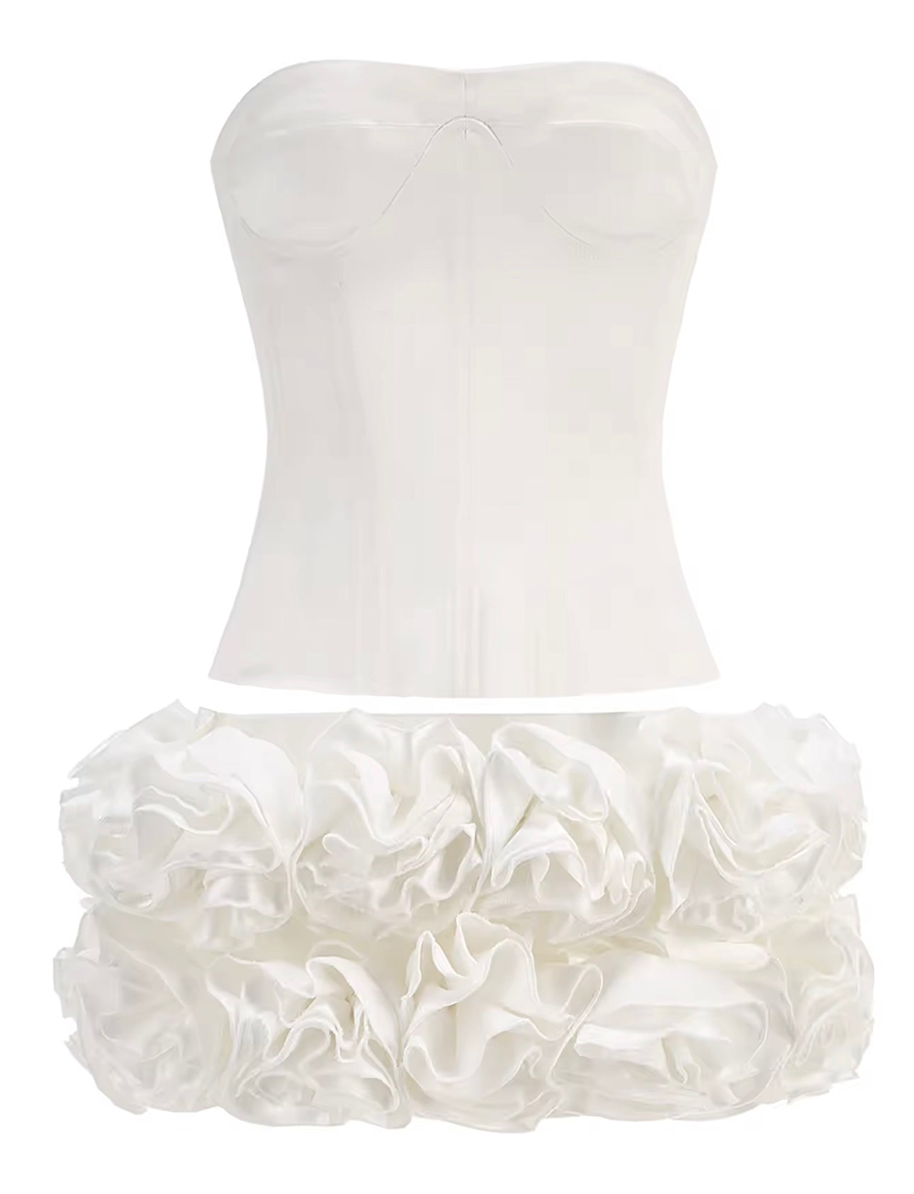 Liberty Rose corset & Floral 3D skirt Coord Set - White