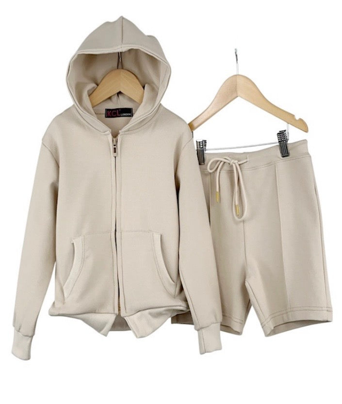 Children’s Elena Scuba Zip Hoodie & Seam Detail Shorts Set