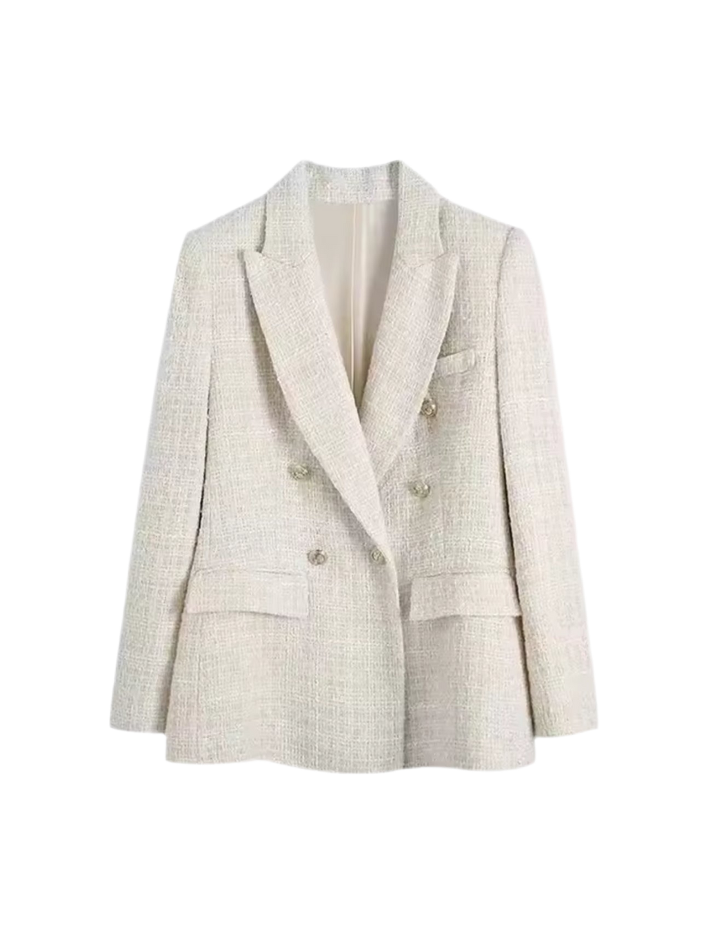 India Tweed Button Up Blazer
