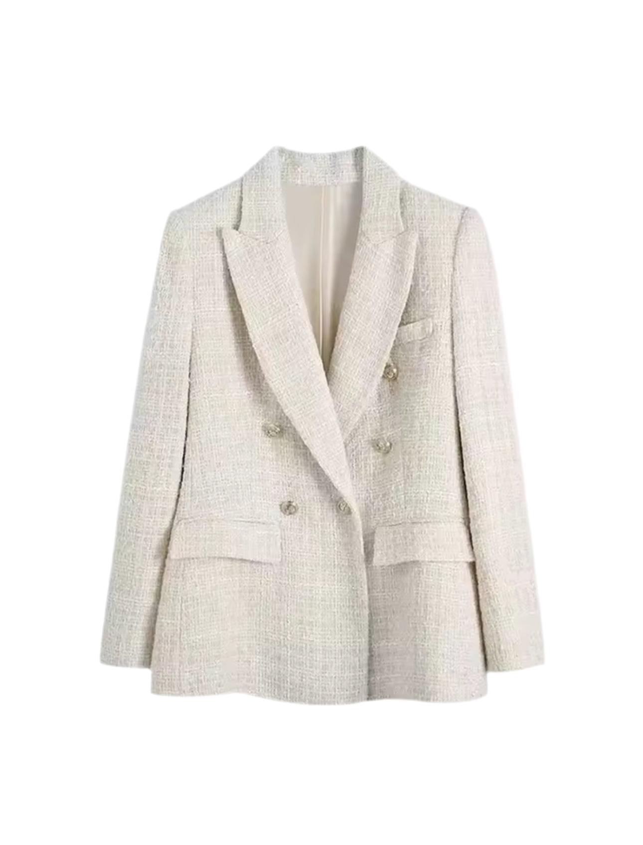 India Tweed Button Up Blazer