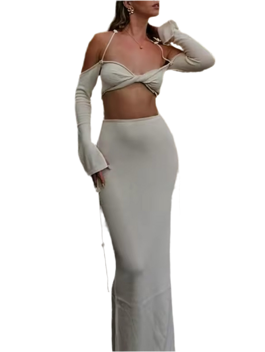 Kaylen Crop Halter Top & Skirt Set