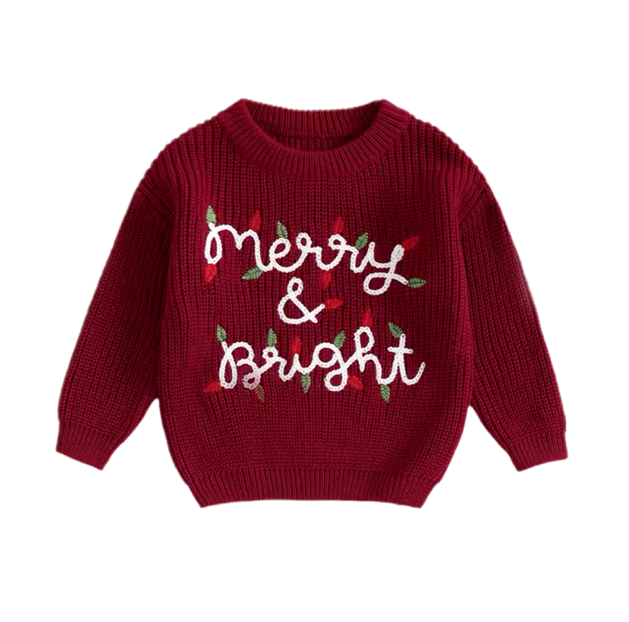 Children’s ‘MERRY & BRIGHT’ Embroidery Christmas Jumper