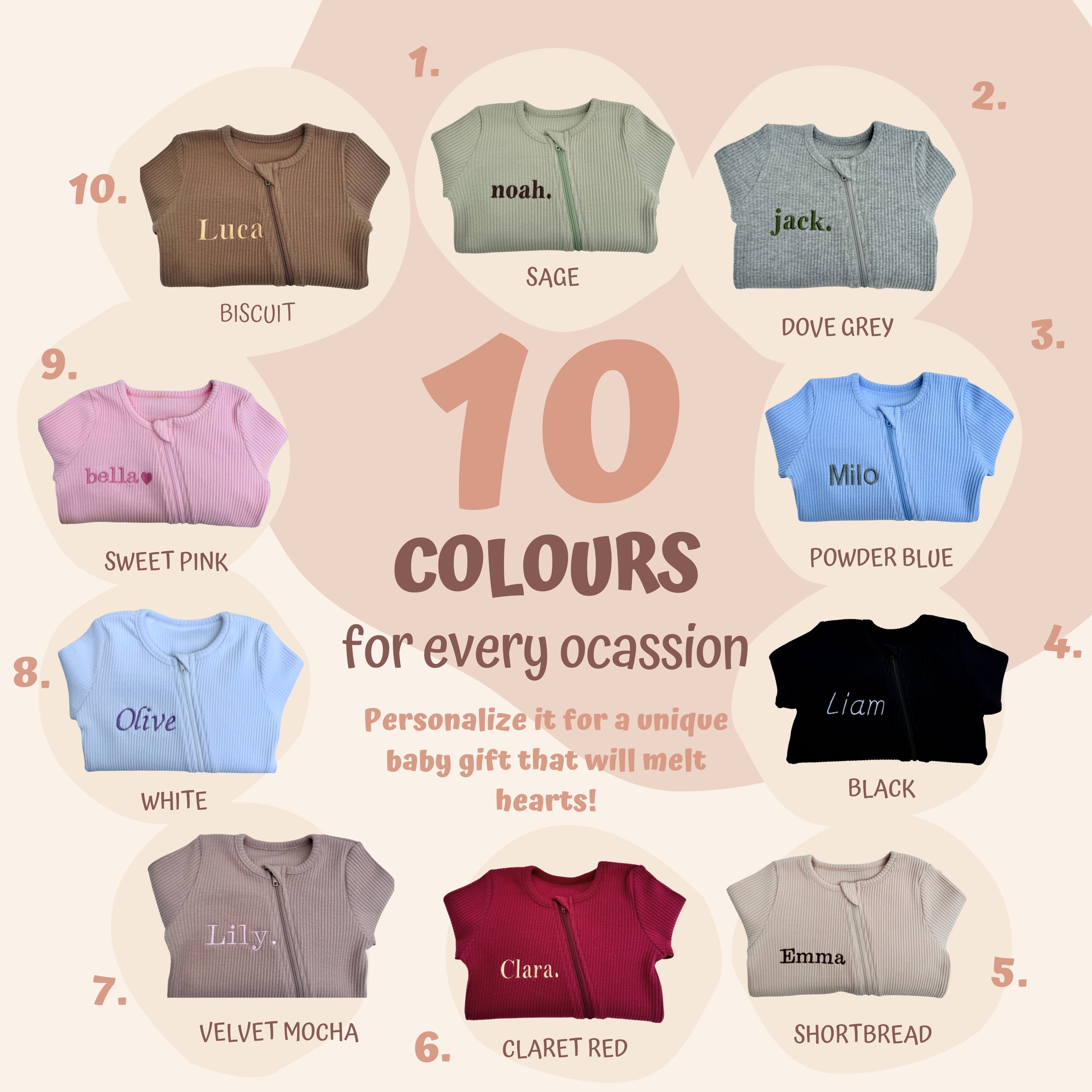 Safari Theme Personalised Zip Romper