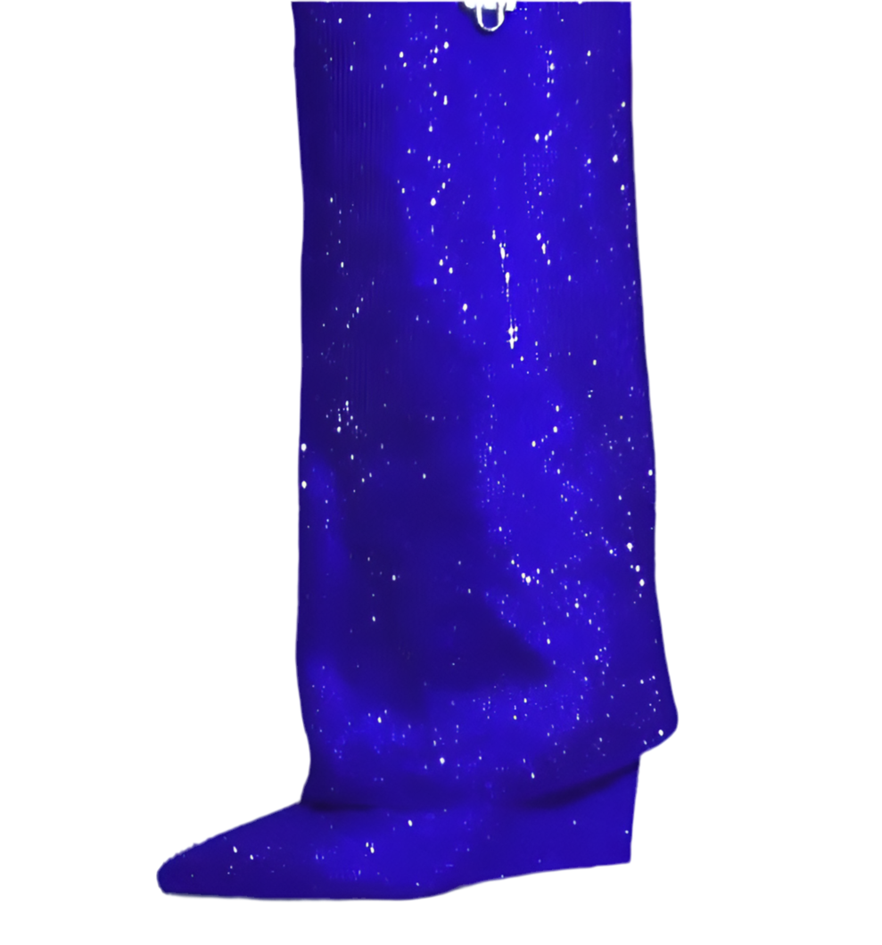Talia Blue Mini Glitter Diamante Lock Fold Over Boots PREORDER