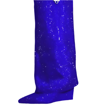Talia Blue Mini Glitter Diamante Lock Fold Over Boots PREORDER