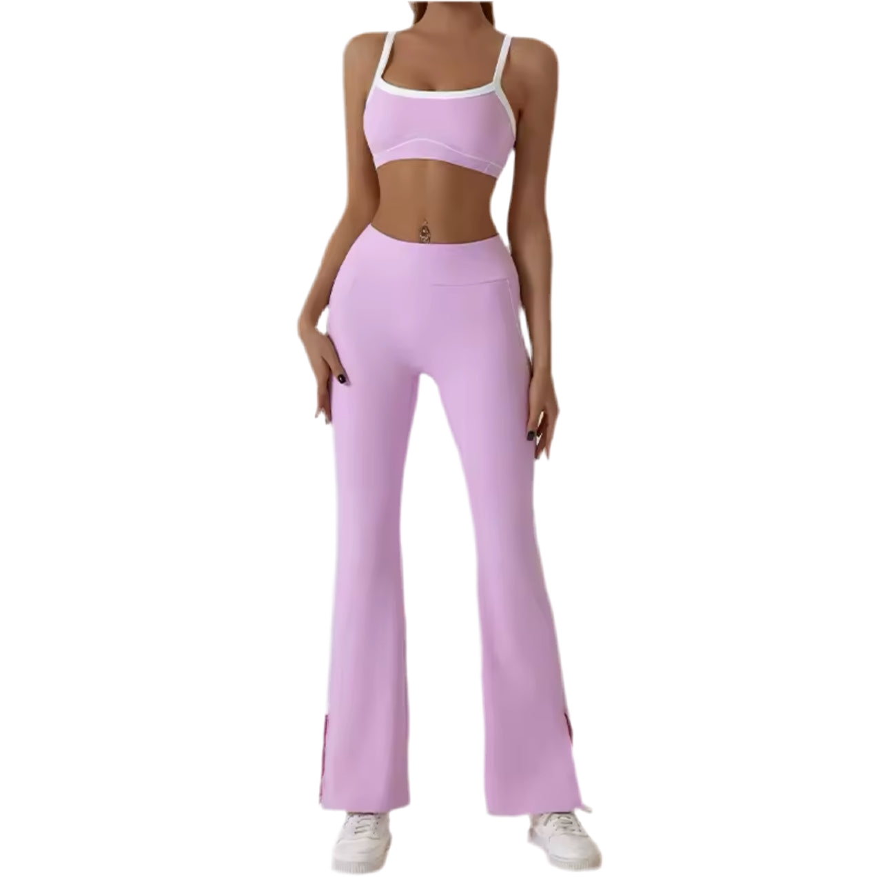 Pink BTR Active Colour Block Top & Trousers Set