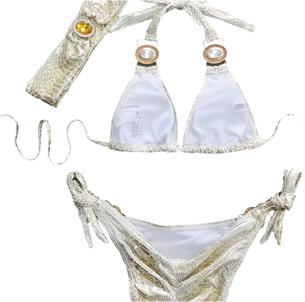 Snake Blossom Bikini & Headband Three piece Set