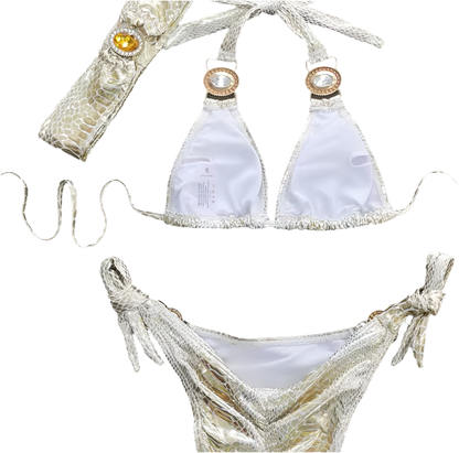 Snake Blossom Bikini & Headband Three piece Set