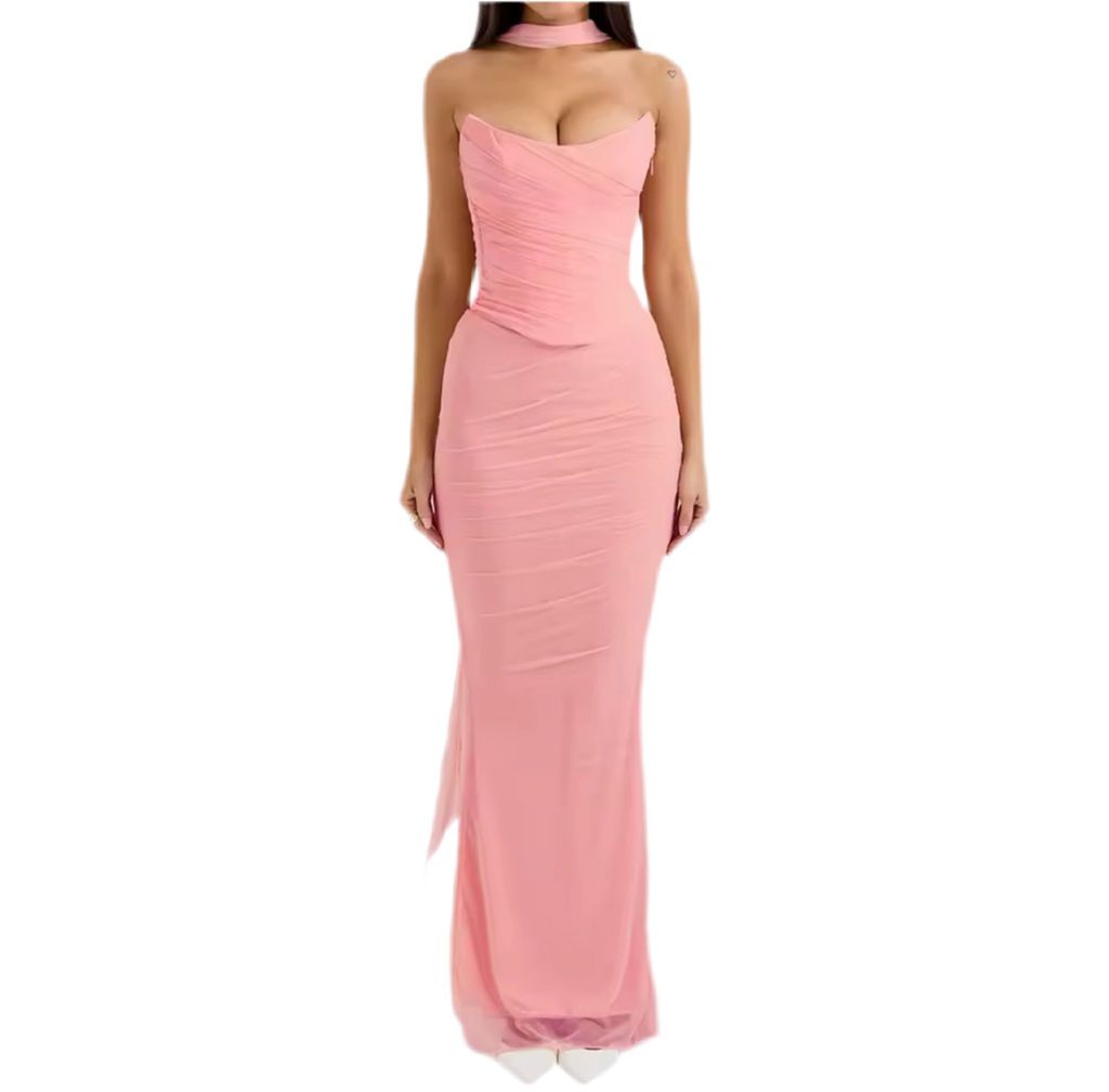 Rebecca Strapless Three Piece Set with Scarf