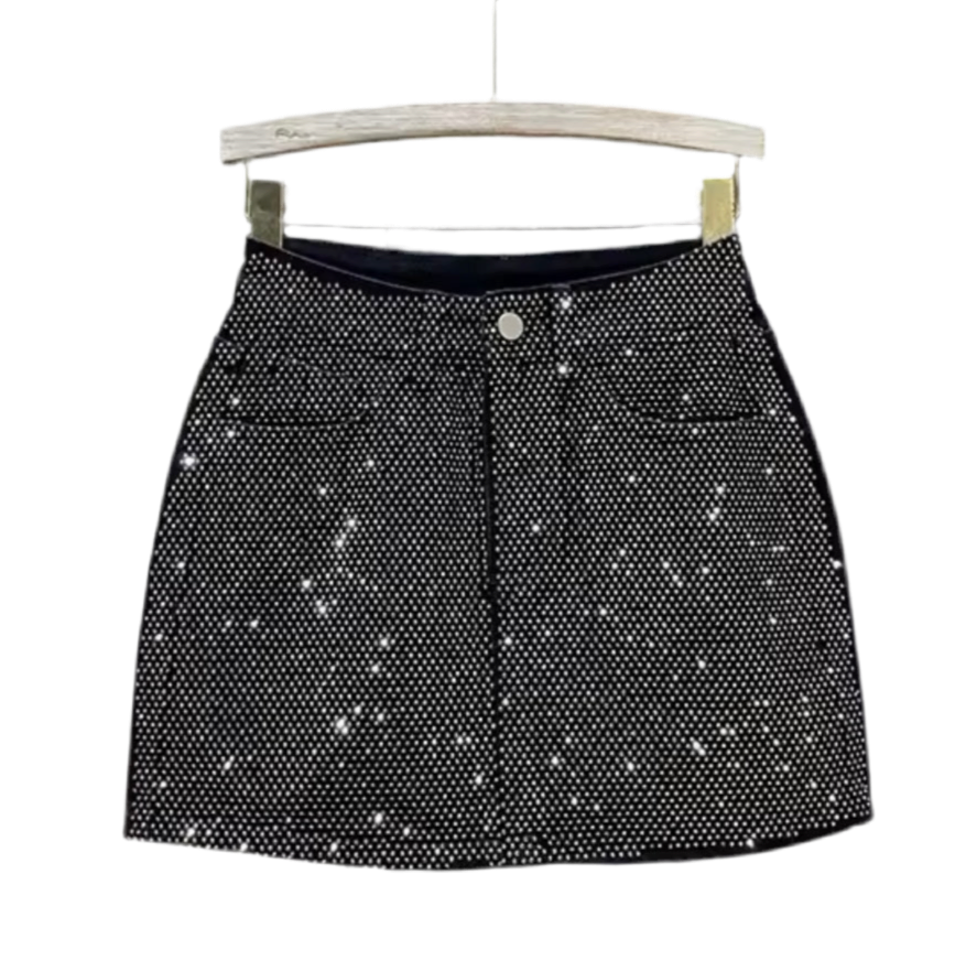 Peyton Diamanté Sequin Denim Skirt