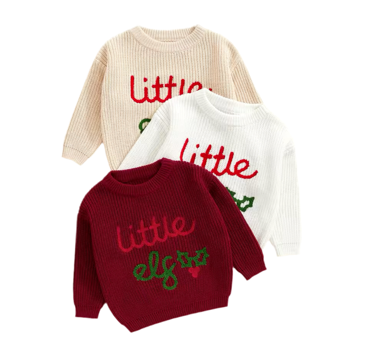 Children’s ‘LITTLE ELF’ Embroidered Christmas Jumper