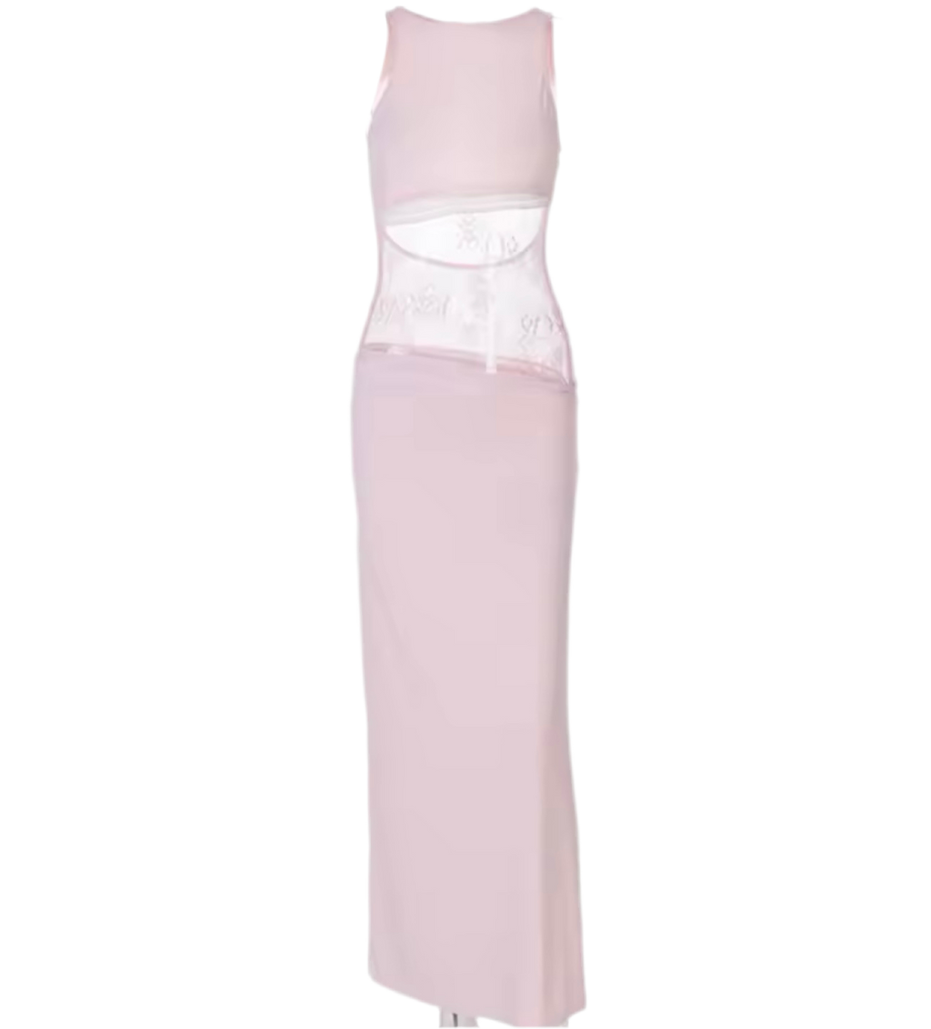Sierra Lace Slinky High Neck Maxi Dress