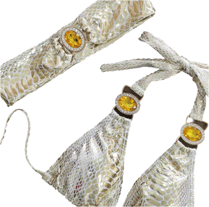 Snake Blossom Bikini & Headband Three piece Set