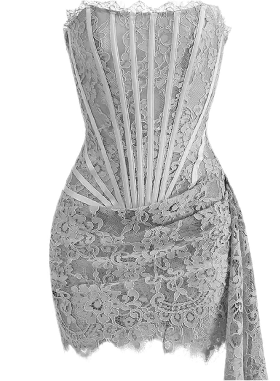 Reign Grey Lace Mini Dress