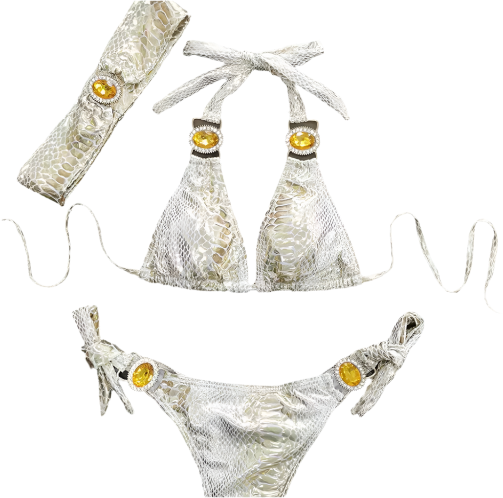 Snake Blossom Bikini & Headband Three piece Set
